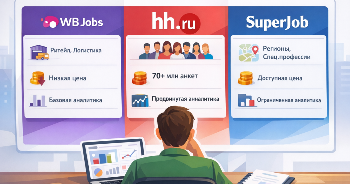 Сравнение площадок для найма: WB Jobs, hh.ru и SuperJob в 2026