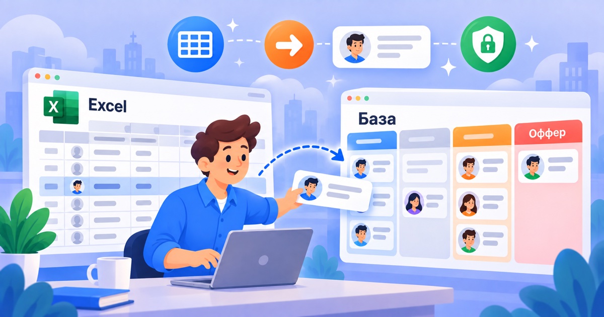 Перенос базы кандидатов из таблицы Excel в CRM - схема миграции данных